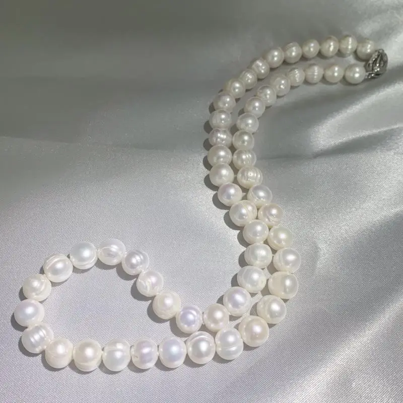 Pearl Trim Chain - Wholesale Real Pearl Necklace 8-9mm Natural