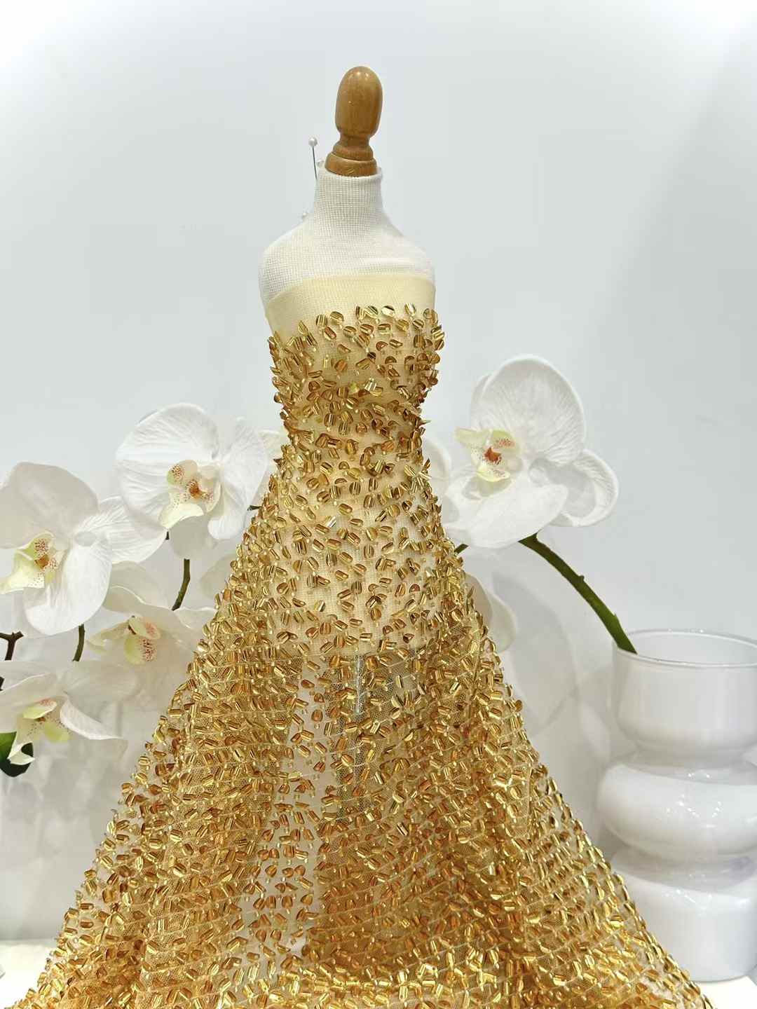 Crystal Mesh Fabric - 2025 Crystal sequins embroidered Lace ,with