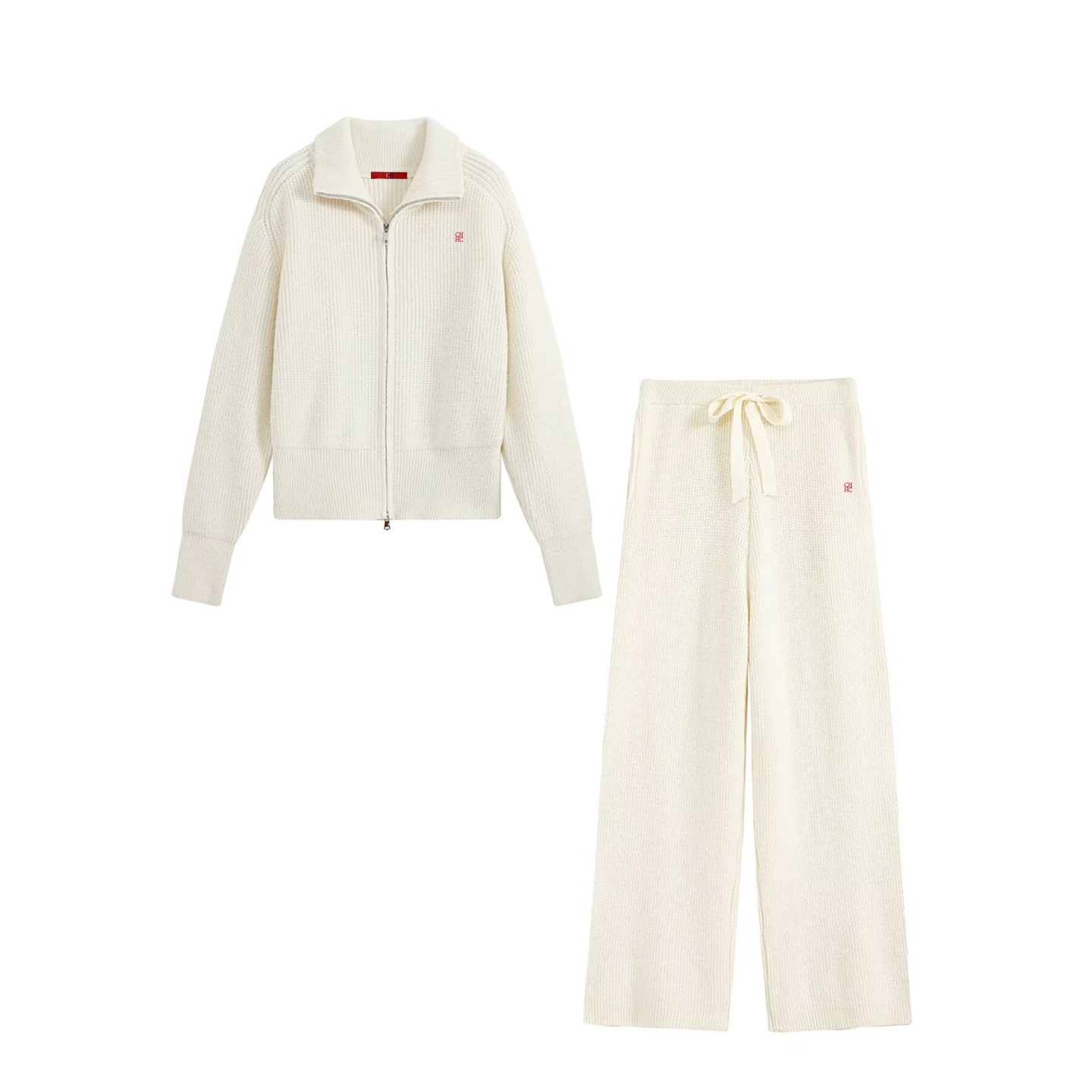 Women Zip Up Collar Knit Two P - Embellish Knit ulasan dan harga