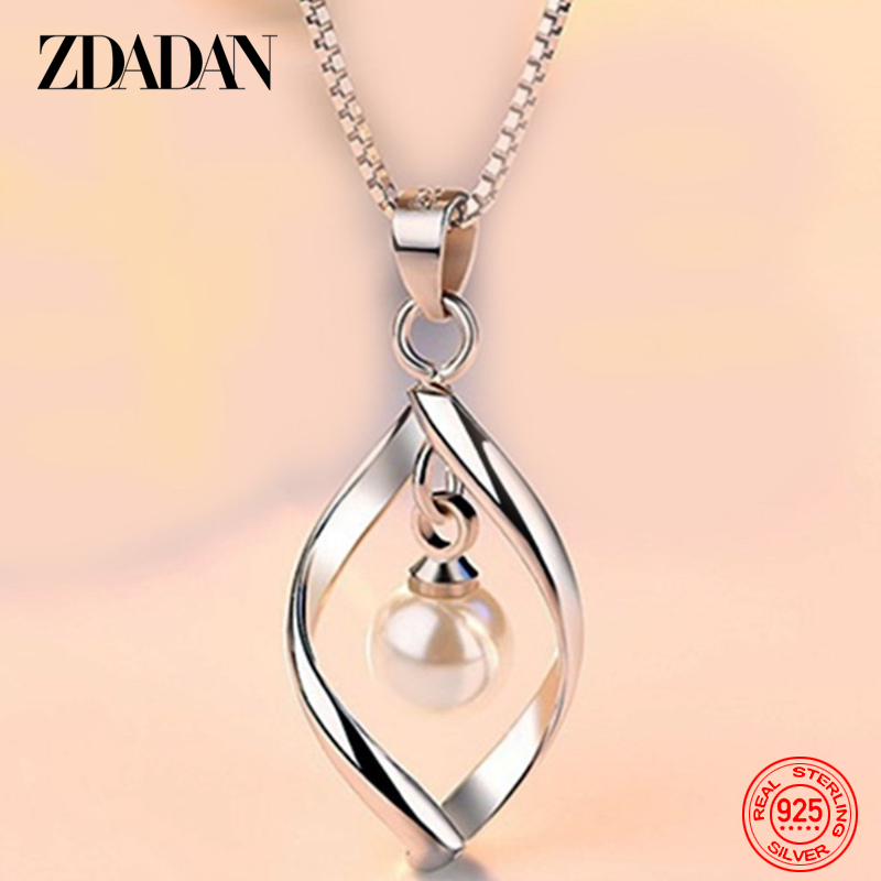 ZDADAN 925 Sterling Silver Hol - Pearl Trim Chain ulasan dan harga