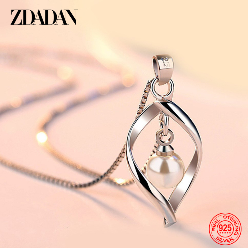 ZDADAN 925 Sterling Silver Hol - Pearl Trim Chain ulasan dan harga