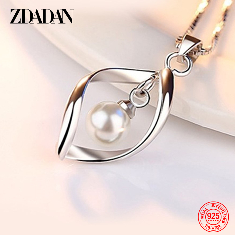 ZDADAN 925 Sterling Silver Hol - Pearl Trim Chain ulasan dan harga