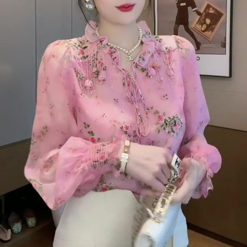Korean Broken Flowers Printed  - Tassel Fringe Trim ulasan dan harga