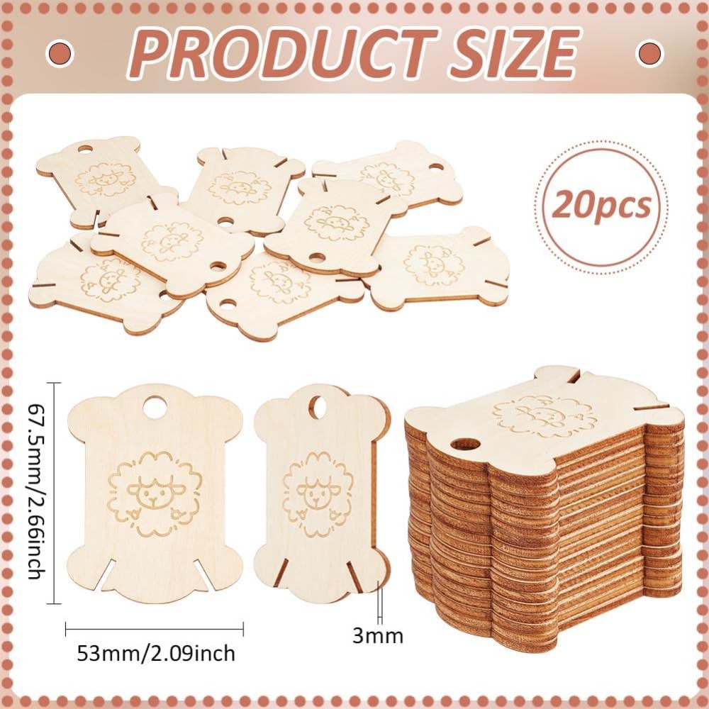20Pcs Wooden Thread Winding Bo - Embroidery Craft ulasan dan harga