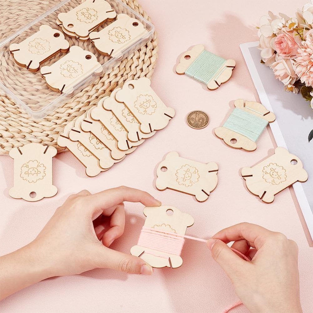 20Pcs Wooden Thread Winding Bo - Embroidery Craft ulasan dan harga