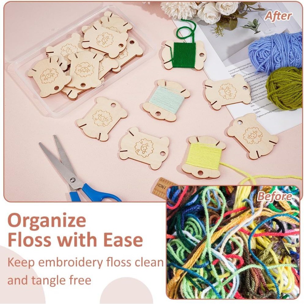 20Pcs Wooden Thread Winding Bo - Embroidery Craft ulasan dan harga
