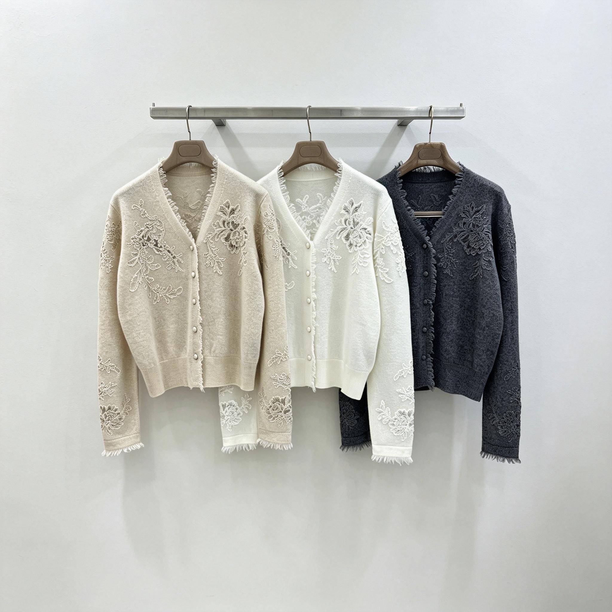 Women V‑Neck Knit Cardigan Flo - Tassel Fringe Trim ulasan dan harga
