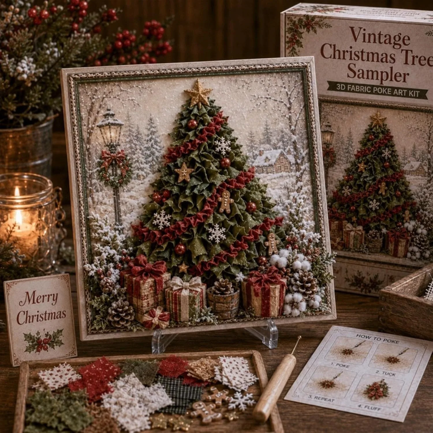 Vintage Christmas Fabric Poke  - Embroidery Craft ulasan dan harga