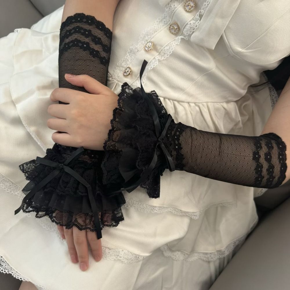Hollow Out Lace Fingerless Glo - Elastic Lace Trim ulasan dan harga